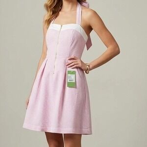 Lilly Pulitzer Marisa Dress Pink Hyacinth Lucky Seersucker NWT Size 12